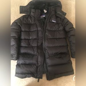 patagonia black kids long puffer coat